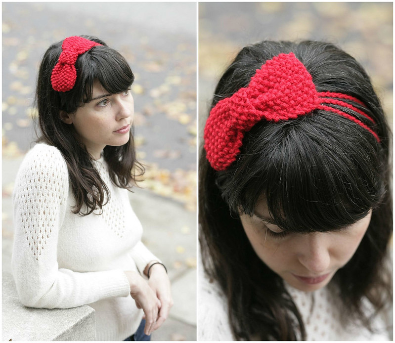 Free knit bow headband pattern